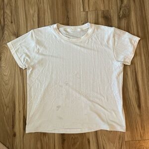lululemon athletica cropped White Short Sleeve Tee
